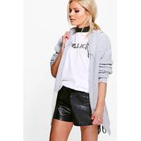 Soft Knit Hooded Cardigan - silver