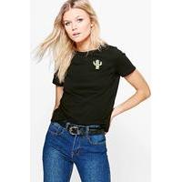 Sophia Cactus Badge Tee - black