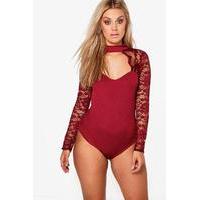 Sophie Lace Sleeve Bodysuit - ruby