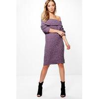 Soft Knit Bardot Jumper Dress - lilac