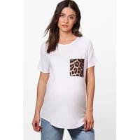 sophia leopard pocket tee white