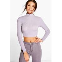 Soft Rib Knit Crop Jumper - silver