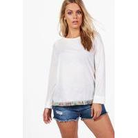 Sophie Tassle Trim Top - ivory