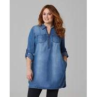 Soft Lyocel Denim Tunic with Zip Front