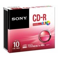 sony cd r 700mb 48x inkjet printable 10pk slimcase