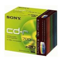 sony cd r 700mb 80min 48x color 20pk slim case