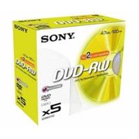 sony dvd rw 4 7gb 120min 2x 5pk jewel case