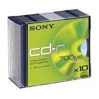 sony cd r 700mb 80min 48x 10pk slim case