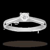 Solitaire brilliant cut 0.25 carat diamond ring set in 18 carat white gold - Ring Size O