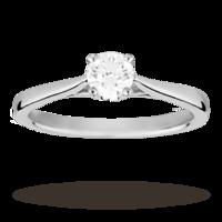 Solitaire Brilliant Cut 0.40 Carat Diamond Ring Set In 18 Carat White Gold - Ring Size M