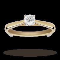 Solitaire Brilliant Cut 0.25 Carat Diamond Ring Set In 18 Carat Yellow Gold - Ring Size P