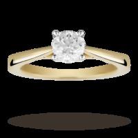 Solitaire Brilliant Cut 0.70 Carat Diamond Ring Set In 18 Carat Yellow Gold - Ring Size K