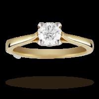 Solitaire Brilliant Cut 0.50 Carat Diamond Ring Set In 18 Carat Yellow Gold