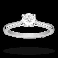 Solitaire Brilliant Cut 0.50 Carat Diamond Ring Set In 18 Carat White Gold - Ring Size K