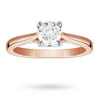 Solitaire Brilliant Cut 0.70 Carat Diamond Ring Set In 18 Carat Rose Gold - Ring Size P