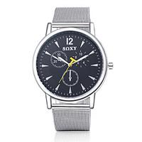 SOXY Men\'s Fashion Round Wristwatches Glass Analog Quartz Watch Casual Business Style