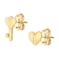 Sokolov Rose Gold Heart and Key Stud Earrings
