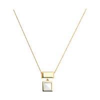 Sokolov Square Pyramid Cacholong Drop Necklace