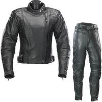 Spada Road Ladies Leather Motorcycle Jacket and Trousers Black Kit