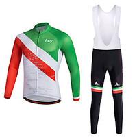 Sports Cycling Jersey with Bib Tights Men\'s Long Sleeve BikeBreathable Quick Dry Moisture Permeability 3D Pad Reflective Strips