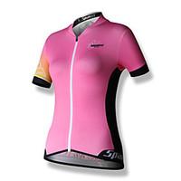 SPAKCT Short Sleeve Cycling Jersey Women\'s Bike Jersey Breathable Quick Dry YKK Zipper Reflective Strips 100% Polyester Patchwork Summer