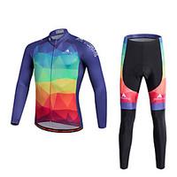 Sports Cycling Jersey with Bib Tights Men\'s Long Sleeve Bike Breathable Quick Dry Moisture Permeability 3D Pad Reflective Strips