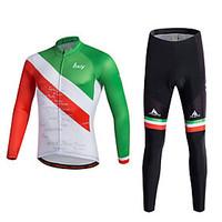 Sports Cycling Jersey with Bib Tights Men\'s Long Sleeve BikeBreathable Quick Dry Moisture Permeability 3D Pad Reflective Strips