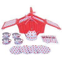 spotted basket tea set