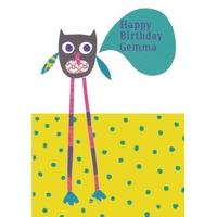 spotty bird personalised birthday card