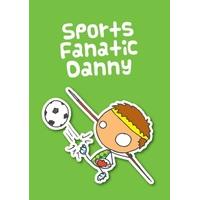 sports fanatic cartoon personalised card