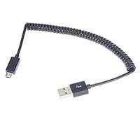 spring coiled usb 20 male to micro usb datasynccharger cable1m black