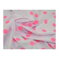 spotty print polycotton dress fabric white pink