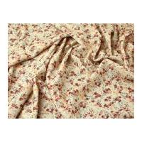 Spanish Floral Print Stretch Double Crepe Dress Fabric Brown