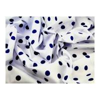 spotty print polycotton dress fabric white navy blue