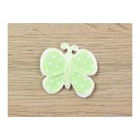 Spotty Butterfly Embroidered Iron On Motif Applique Light Green