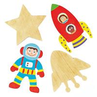 space wooden shapes pack of 8