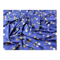 Spotty Print Viscose Challis Dress Fabric Royal Blue & Gold