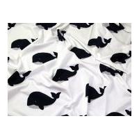 Spanish Whale Print Stretch Jersey Dress Fabric Ivory