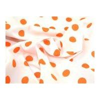 spotty print polycotton dress fabric white orange