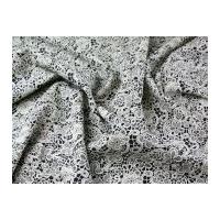 Spanish Floral Bubble Texture Stretch Woven Dress Fabric Navy Blue & Cream
