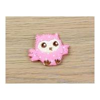 Spotty Owl Embroidered Iron On Motif Applique Pink