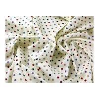 Spotty Rainbow Print Linen Look Cotton Dress Fabric Cream