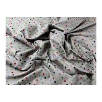 Spotty Rainbow Print Linen Look Cotton Dress Fabric Grey