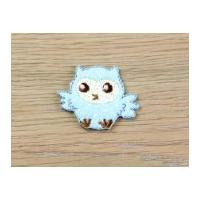 Spotty Owl Embroidered Iron On Motif Applique Blue