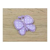 Spotty Butterfly Embroidered Iron On Motif Applique Lilac
