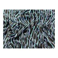 Spotty Stripes Print Viscose Dress Fabric Black & Turquoise