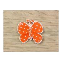 Spotty Butterfly Embroidered Iron On Motif Applique Orange