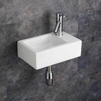 spacesaving 37cm x 235cm narrow taranto right hand wall mounted basin