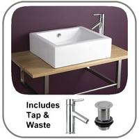 Special Price Natal 50cm by 45cm Rectangular Basin Tap and Waste Set