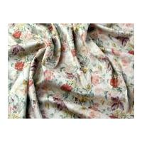 Spanish Floral Print Faux Suede Dress Fabric Multicoloured